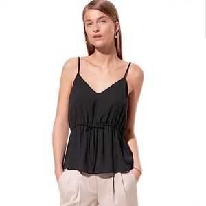 Aritzia Babaton Warren Tie-Front Cinched Camisole - Black - Small